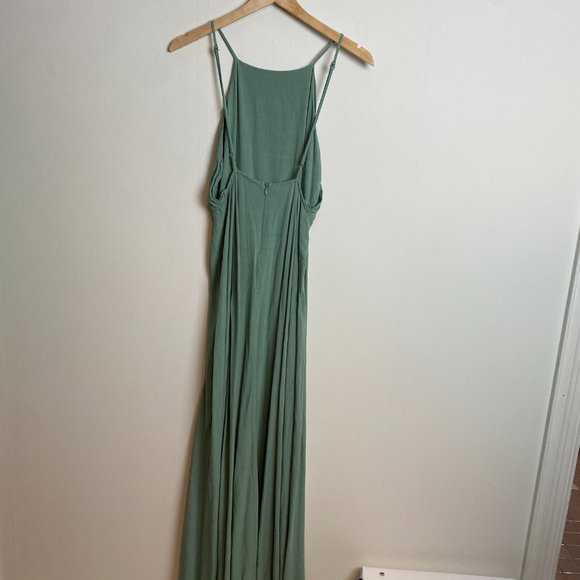 re:named Maxi Green Halter Open Back Dress Sz L - Picture 3 of 7
